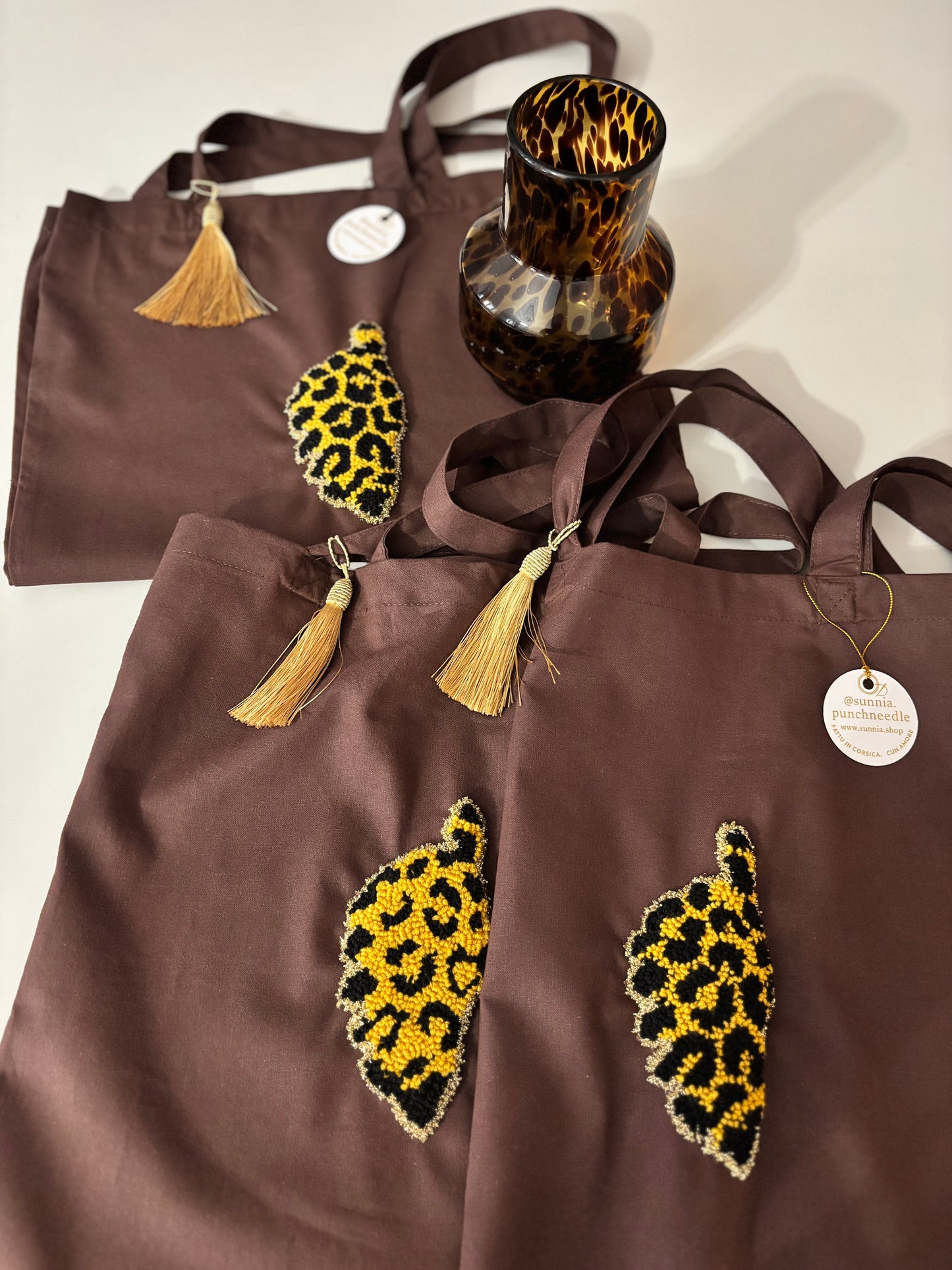 Corsican Leopard Tote Bag – Autumn Chocolate Mustard / Chocolate
