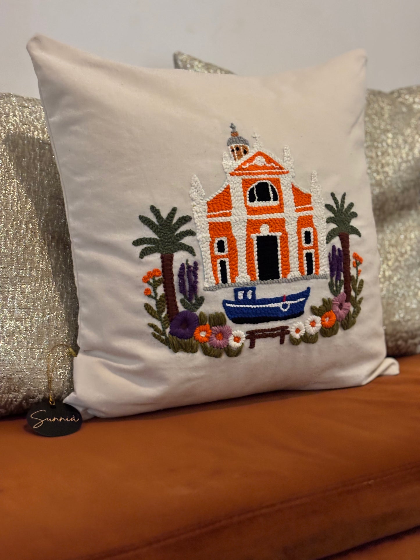 Coussin brodé – Cathédrale d’Ajaccio - 40x40