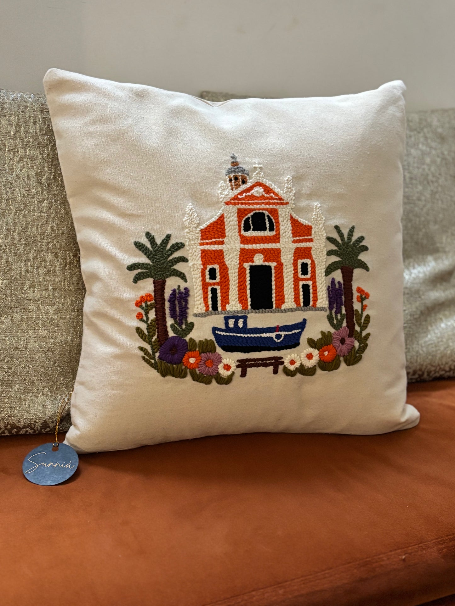 Coussin brodé – Cathédrale d’Ajaccio - 40x40