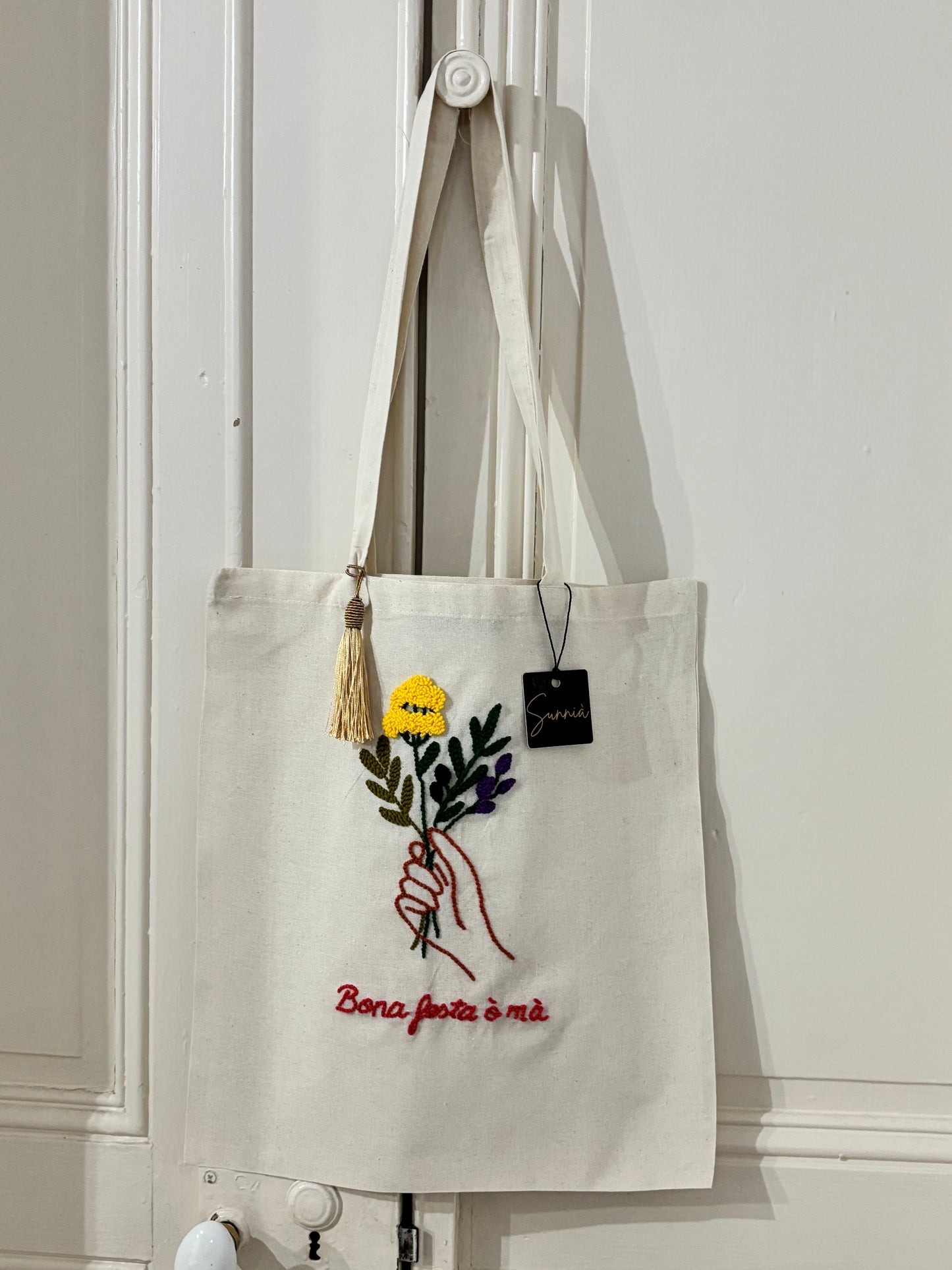 Bona festa ò mà – Tote bag brodé à la main