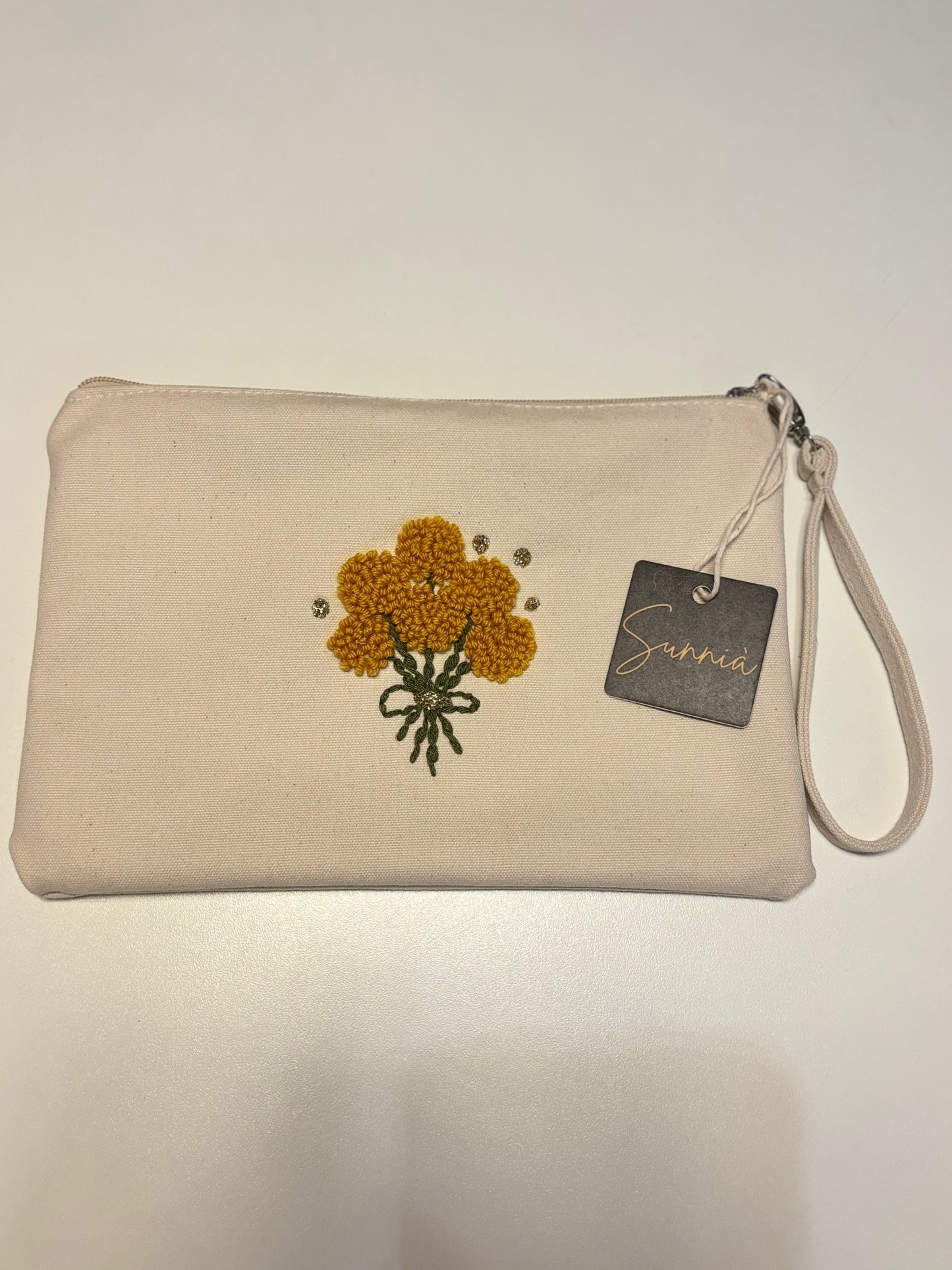 Pochette brodée - coloris naturel