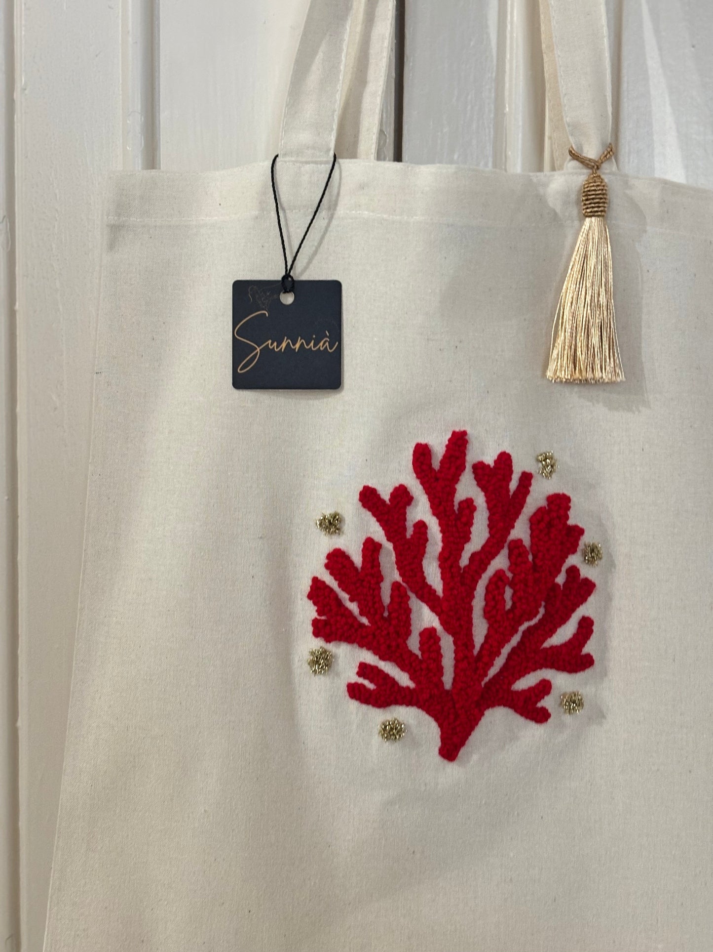 Tote bag beige Corail & touches dorées