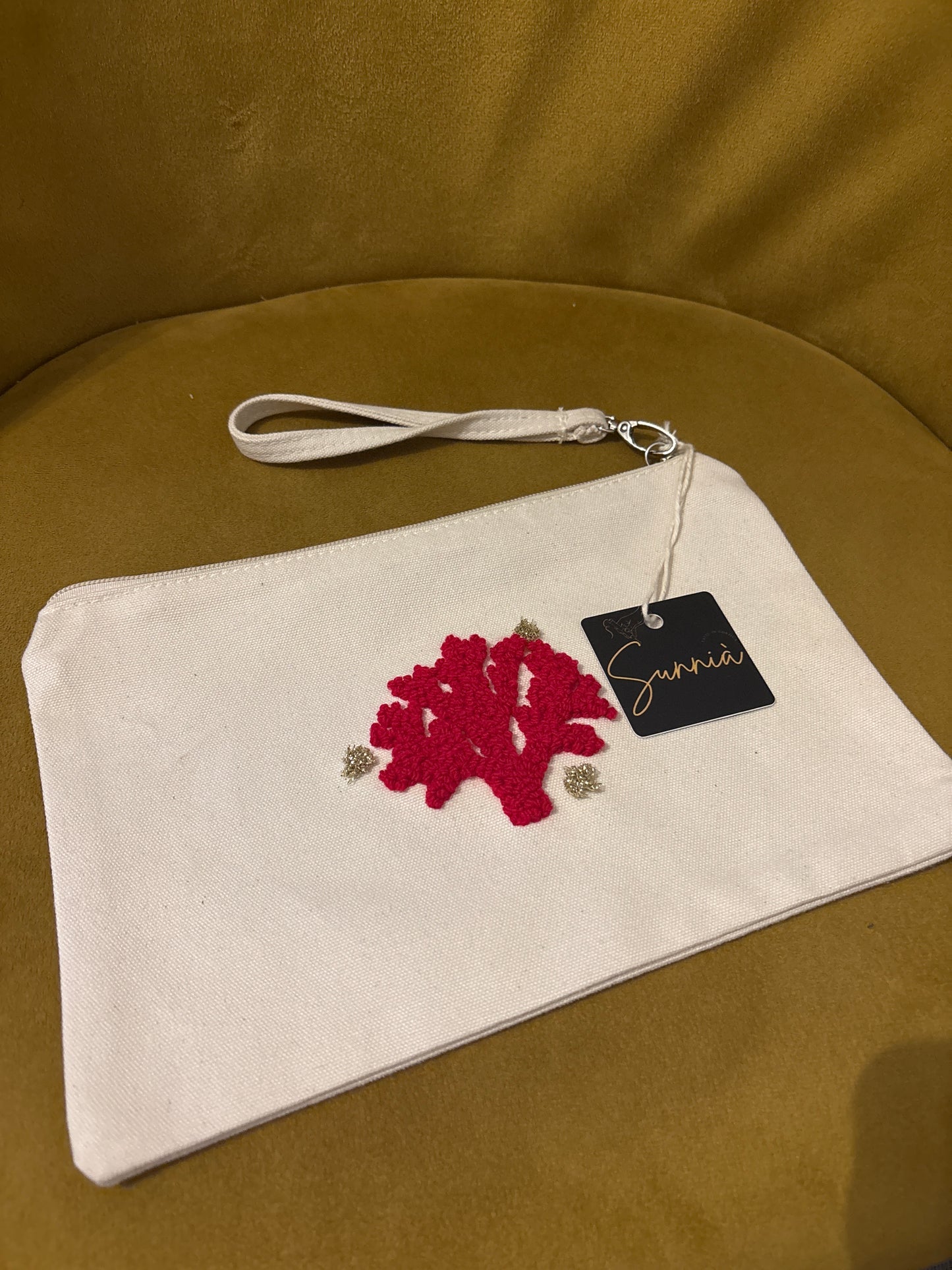 Pochette brodée - coloris naturel