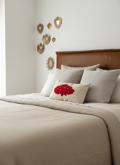 Handmade coral cushion – 50x30 cm