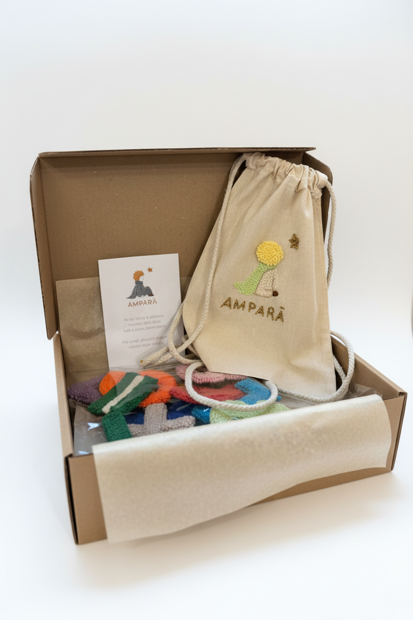 Coffret AMPARÀ – Numeri textile artisanal (0-9 + signes) + sac à dos offert
