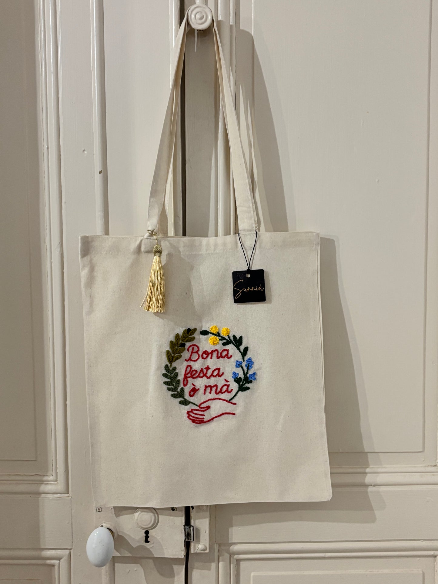 Bona festa ò mà – Tote bag brodé à la main