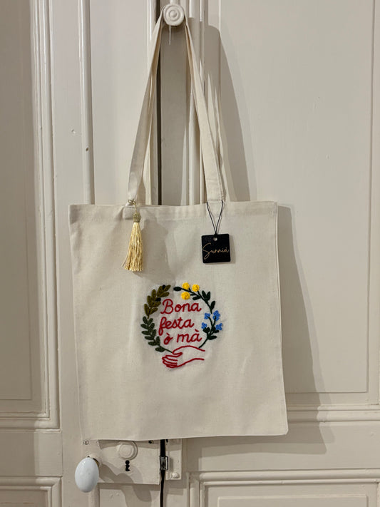 Bona festa ò mà – Tote bag brodé à la main