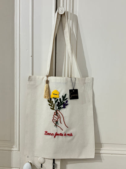 Bona festa ò mà – Tote bag brodé à la main