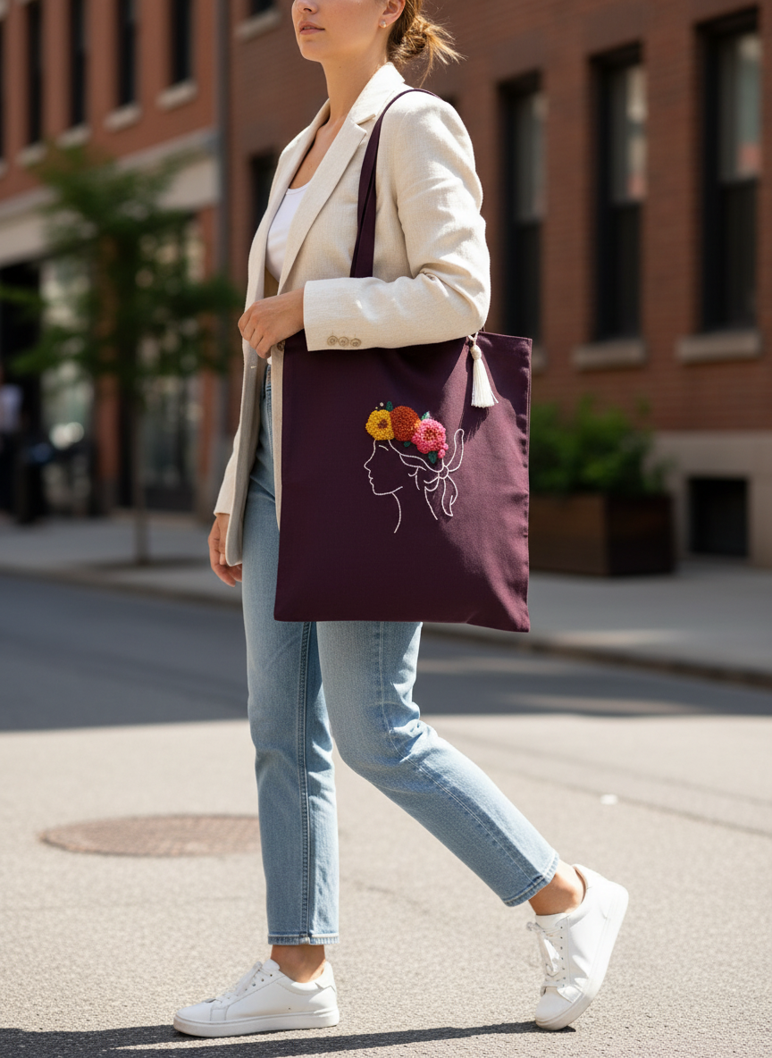 Aubergine Tote Bag – Feminine Interpretation of the Moor's Head