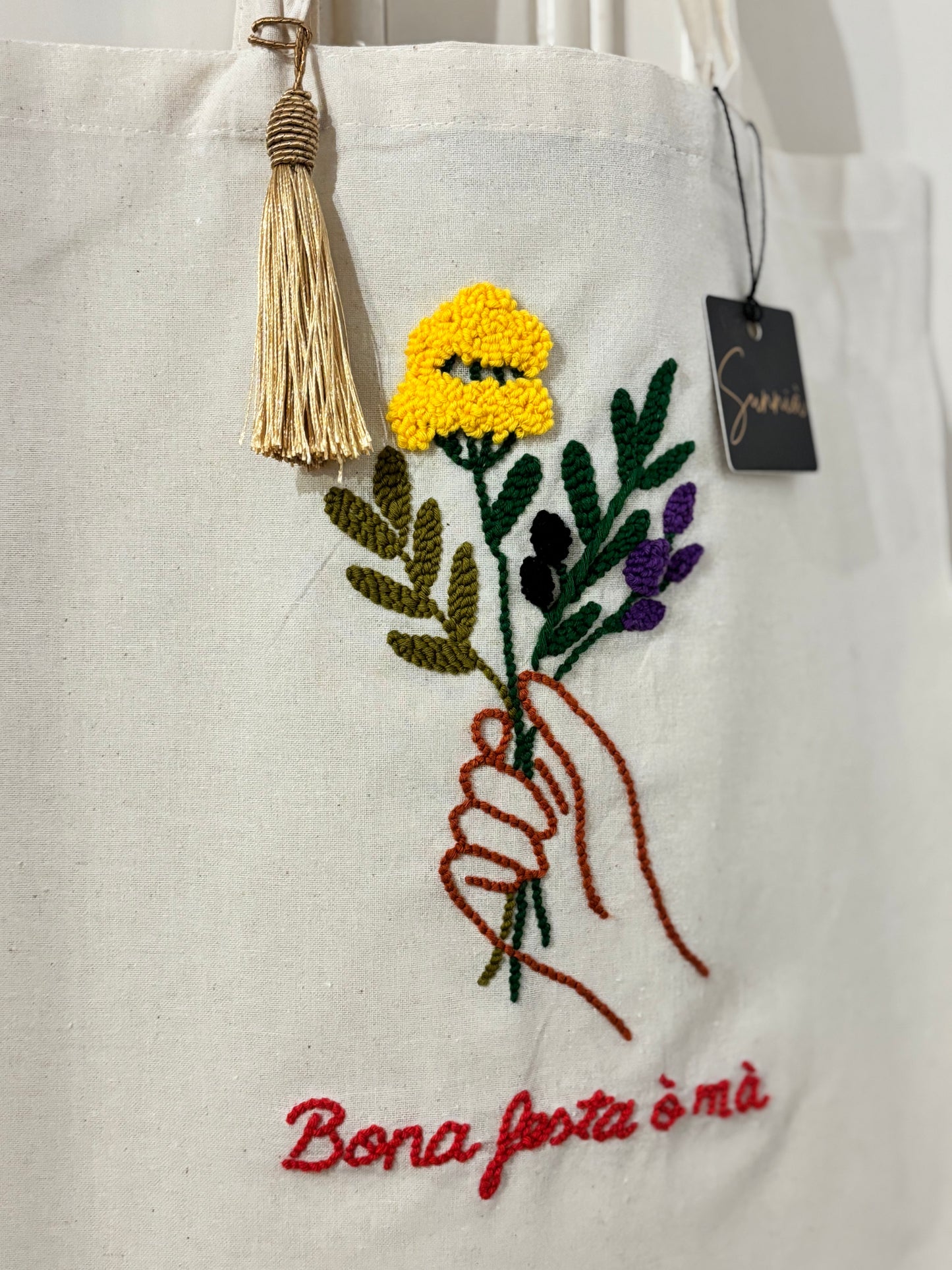 Bona festa ò mà – Tote bag brodé à la main