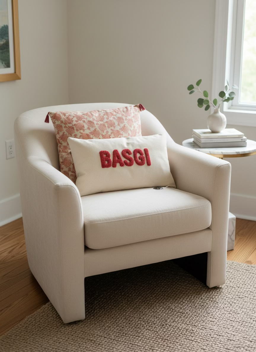 Coussin BASGI – Brodé main en punch needle