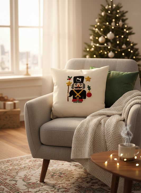Coussin “Casse-Noisette de Noël” – Pièce unique (40×40)
