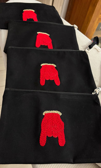 Embroidered pouch Corsican lucky hand